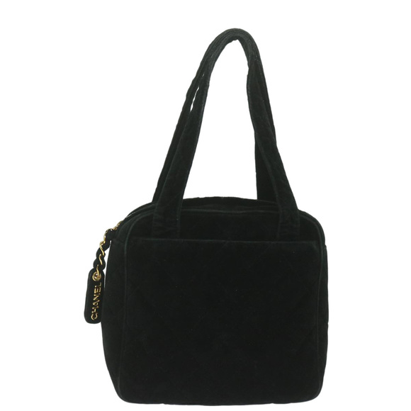 CHANEL Hand Bag Velor Black CC Auth bs10697 - Picture 13 of 16